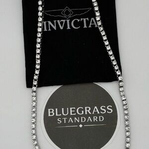 Invicta Crystal Tennis Chain Necklace Silver Tone Model 80837 New